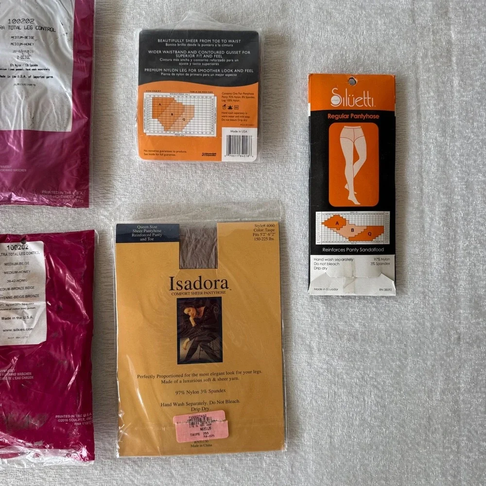 9pc Y2k NOS Pantyhose Lot Silkies Isadora No Nonsense Hosiery 9‎ Pair